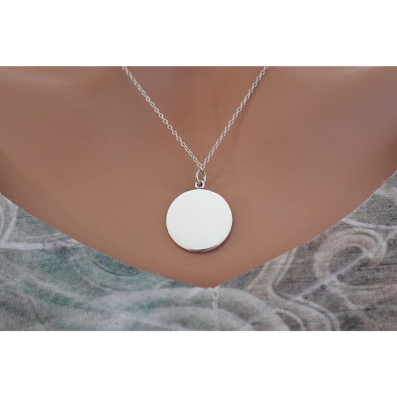 Sterling Silver Etched Mushroom and Moon Pendant Necklace - Picture 6 of 6